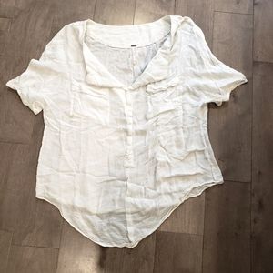 Free People casual v-neck white top